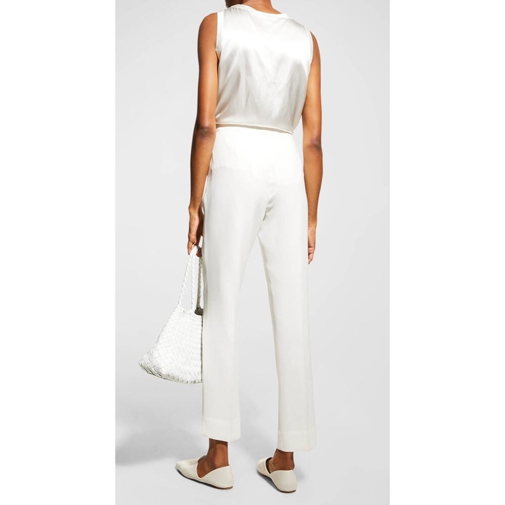Lafayette 148 New York White Bleecker Cropped Pant Stretch Cotton SideZip luxury - Picture 2 of 16
